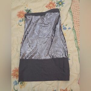 Silvery Grey Sequin Pencil Skirt